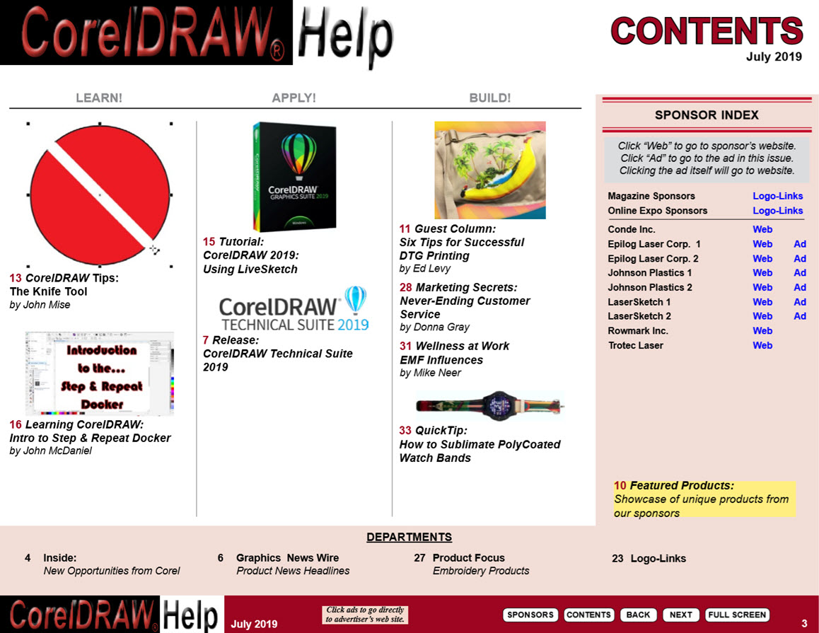 CorelDRAW Help Magazine - July 2019 - Table of Contents